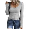 TrendiMax Maglie Donne Manica Lunga Scoop Girocollo Maglia Sexy Maglietta Elegante Jersey Basic T-Shirt Top