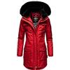 Navahoo Tiniis - Cappotto invernale da donna con cappuccio rimovibile, con borsa in tessuto, XS-XXL, Colore: rosso, XS