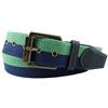 TigerTie Cintura in tessuto di alta qualità con fibbia in acciaio inox e applicazioni in vera pelle in tinta unita. Larghezza della cintura: 40 mm, girovita 90 cm. verde, blu scuro. 90 cm