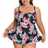 WIN.MAX Costume da Bagno a Due Pezzi Sexy Donna Tankini Canottiera+Pantaloncino da Bagno Costume per Mare, Spiaggia, Piscina, Party, Vacanza (Fiore & Nero, EU42)