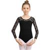 DANSHOW Body da danza classica a maniche lunghe per bambine Body da ballo in pizzo per ragazze