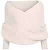 Icegrey Donna Inverno Caldo lavorata a Maglia Sciarpa dell'involucro Maniche Lunghe Crochet Spesso Scialle del Capo con il Manicotto, Beige Bianco
