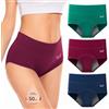 RUIXUE Mutande Mestruali Donna, Donna Cotone Slip Ciclo Protettive Periodico Intima Mestruale Ecologico con 4 Strati Anti perdite Lavabili(3 Pezzi)