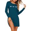 Demegimi Camicia da Notte Donna con Stampa a Cuore Camicia da Notte Cotone e Scollo Rotondo Manica Lunga Stile Romantico e Femminile