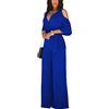 shownicer Jumpsuit da Donna Elegante Tinta Unita Playsuit Tuta Cerimonia Cocktail Overall Monopezzi Tutine Tuta Pantaloni Lungo Jumpsuit Vestito Abito Cerimonia A Blu L