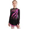 inhzoy Abito da Pattinaggio Artistico Bambina Manica Lunga Vestito da Balletto Ginnastica Artistica Body da Danza Classica Ballerina Strass Leotards Vestito da Ballo Lirico Rosa Caldo C 7-8 Anni