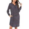 Nieery Camicia Notte Manica Lunga Donna Cotone Bottoni e Scollo a V