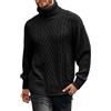 KBOPLEMQ Maglione a collo alto, da uomo, con motivo a treccia, maglione a collo alto, maglia fine, slim fit, maglione invernale da uomo, maglione a maglia, spesso e caldo in cashmere, O nero., 3XL