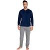 Corredocasa Pigiama Uomo in Caldo Cotone, Made in Italy - Pigiama Invernale Traspirante e Comodo - Due Pezzi Maglia e Pantalone - Perfetto per la Notte e Casa (IT, Testo, XL, Regular, Regular, Blu)