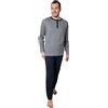Leo Corsetteria Pigiama Uomo 100% Caldo Cotone Fantasia Classica Serafino con Bottoni Taschino Senza Polsini Grigio Blu Misura XL