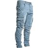 vokkrv 2023 Jeans Uomo Elasticizzati Slim Fit Pantaloni Lunghi Casual Denim Stretch Skinny Moda Jean Sportiva Jogging Pantaloni Multitasche Autunno Inverno Pantaloni Jeans
