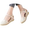 Generico Sandali Donna Estive con Zeppa Boho 35-42 EU in Lino Traspirante con Fibbia Sandali Chiuse Eleganti Cerimonia Scarpe Casual Chic Comode per Casa Lavoro Sera Festa Vacanze Spiaggia,Bianco,39