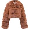QUEEN HELENA Pellicciotto Corto Invernale Caldo Giacca con Pelo Morbido Pelliccia Peloso Donna PLC06 Camel