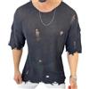 NITRY T-Shirt Uomo Casual Girocollo Tinta Unita Manica Corta Uomo Buco Design Tendenze Top Uomo Moda Classica all-Match Camicia Sportiva Uomo