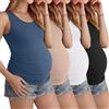 Ficerd Set da 4 Canotte Premaman Donna Senza Maniche con Arricciatura Laterale Girocollo Casual Estive Basic