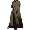 BOTCAM Abito da donna in cotone a maniche lunghe, maxi abito in lino con tasche, scollo a V, con pieghe, a strati, stile boho, casual, retrò, caftano, largo, oversize, comodo, L