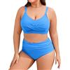 Tuopuda Costumi Donna Mare Due Pezzi Vita Alta Bikini Set Costume Contenitivo Pancia Estivo Swimsuit Beachwear per Mare Spiaggia Piscina Party Vacanza, B-Azzurro, L