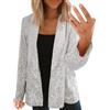 Generic Blazer da donna in argento, oversize, blazer da donna, elegante, a maniche lunghe, con paillette, con brillantini, elegante giacca corta, tinta unita, per feste, outwear, argento, M