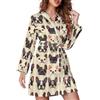 TZTTZT Camicie da notte corte da donna, kimono, con stampa carlino, a maniche lunghe, da casa, Stile-34, XL
