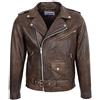 House Of Leather Giacca da motociclista da uomo in vera pelle con cerniera incrociata stile Kyle, Marrone anticato., XXL