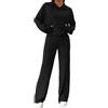 Caziffer Donne 2 Pezzi Abiti Primavera Tinta Unita A Costine Maglia Con Cappuccio E Gambe Larghe Pantaloni Set Loungewear Biancheria Da Notte Indumenti Da Notte Abbigliamento Da Casa Estetica Set Tuta