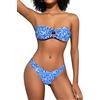SHEKINI Costume da Bagno Donna O-ring Cinturino Bandeau Bikini Set Costume da Mare Senza Schienale Senza Spalline Sexy Abbigliamento da Spiaggia High Cut Costume da Bagno Due Pezzi Moda Mare, M