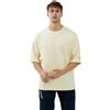 WORWE T-Shirt a Maniche Corte Oversize da Uomo Sportivo Stile di Moda Spalla Grande Goccia Traspirante Asciugatura Rapida Girocollo Palestra Sport Moda di Strada(L,Avorio)