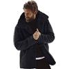Suncolour Giacca da uomo foderata in pile scamosciato Cappotto lungo in shearling da uomo in pelliccia sintetica con collo a polo