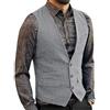 HSLS Gilet da uomo classico in tweed di lana Gilet casual panciotto a spina di pesce per smoking(XL, Argento)