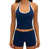 KIKIMINK Set di reggiseno sportivo da donna, canottiera e pantaloncini, traspirante, per yoga e fitness