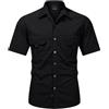 Generisch Camicia da uomo per attività all'aria aperta, vestibilità comoda, traspirante, con tasche, estiva, a maniche corte, casual, per alpinismo, Nero , L