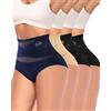MIOTAN Biancheria intima da donna a vita alta, elasticizzata, copertura completa, traspirante, confezione da 4 mutandine