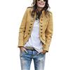 shownicer Donna Elegante Blazer Giacca Manica Lunga Tinta Unita Slim Fit OL Giacca con Pulsante Casual Ufficio Business Lavoro Giacca Cappotto Corto Capispalla Tops A Giallo M