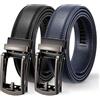 WERFORU Cintura automatica in pelle da uomo, 2 pezzi, per il tempo libero, cintura a cricchetto da uomo, con fibbia automatica, F-nero+blu notte, 115cm/für Taillengröße 68-89cm