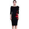 Creator2018 Donna Vestiti Manica a 3/4 Elegante Attillata da Lavoro Abiti Vestito da Matrimonio Sera Patchwork Bodycon Business Pencil Dress