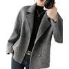 LIEROLYE Cappotto Corto In Lana Pied de Poule da Donna, Giacca Blazers Corta Doppiopetto con Tasca(L)