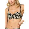 Goldenpoint Donna Costume da Bagno Exotic Garde - Parte Alta del Bikini - Reggiseno con Ferretto Coulisse e Perline con Spalline Regolabili in Microfibra Fantasia Floreale Taglia 3B Colore Nero
