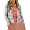 Duohropke Bolero - Cardigan da donna con brillantini, elegante, per feste, feste, con paillette, leggero, a spalla, per costume tradizionale, per festival, Capodanno, argento, XXL