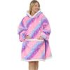 JOJJJOJ Oversize Felpa con Cappuccio Coperta con Tasca Gigante Comoda Sherpa Fleece Coperta con Cappuccio Calda Felpa Accappatoio per Donne Uomini Adolescenti Regalo, Multicolore-Viola