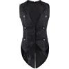 Generic Gilet Gotico da Uomo, Steampunk, Medievale, Elegante, Giubbotto a Doppio Petto per Matrimoni e Feste, B Nero, M