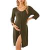 KOJOOIN Camicia da Notte da Donna Camicia da Notte per Allattamento Camicia da Notte a 3/4 Maniche Camicia da Notte Premaman in Cotone con abbottonatura Completa Camicia da Notte