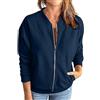 Generic Felpe da donna UK con zip completa - Giacca da donna alla moda a maniche lunghe con tasche, cardigan da donna in tinta unita, felpe comode e larghe da donna senza cappuccio, taglie forti, giacche