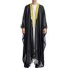 Musuly Caftano Uomo - Abito Musulmano Thobe Djellaba Kami (Nero e giallo oro, M)