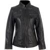 Aviatrix Giacca Motociclista da Donna in Vera Pelle Morbidissima, Elegante, con Collo a Fascia (OBFQ)