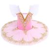IMEKIS Vestito da Ballo per Balletto per Ragazze Ricamo Floreale Body per Danza Classica Body Tutu Gonna Principessa Fata Ballerina Dancewear Costume per Spettacoli Teatrali Rosa 4-5 Anni