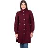 SAOL - Cardigan da donna in 100% lana merino irlandese con bottoni a nodo celtico - Cappotto lungo da esterno in maglia intrecciata Aran, vino, XS