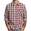 JOGAL Camicia da uomo a quadretti, a maniche lunghe, in cotone, con tasca, Colore: rosso, L