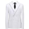 ZDJSWJ Uomini Doppio Petto Vestito Cappotto Due Bottoni Slim Vestito Giacca Risvolto Matrimonio Business Costume Giacca, bianco, M