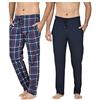 Bonjour Pantaloni lunghi Indumenti da notte (confezione da due) Pantaloni pigiama da uomo Indumenti da notte (Navy/Navy Check, Grande)