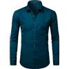 PARKLEES Camicie da uomo slim fit formale manica lunga casual da festa di affari con tasca sul petto